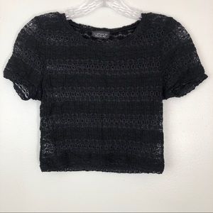 TOPSHOP Black Lace Crop Top